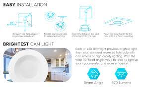 Led dimmable retrofit light for 4 or 6 inch recessed downlights. Luxrite 4 Inch Dimmable Led Recessed Lights 10w 2700k Warm White 670 Lumens Retrofit Led Can Lights 60w Equivalent Ic Rated Energy Star Dob Etl Damp Rated 4 Pack Amazon Com