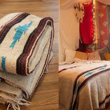 Next are the beautiful southwestern blankets that are so popular. Turquoise And White Wool Mexican Camp From Classic Rock Couture