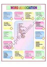 After comparing both game designs, the cohen kappa of associative lists in various configurations is computed in order to assess likeness and differences of obtaining gold standard data for word sense disambiguation is important but costly. Word Association Esl Worksheet By Danka Michalkova