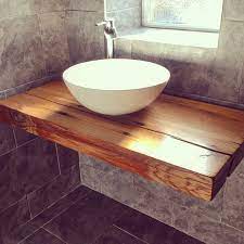 Let's discuss these 17 fantastic diy bathroom sink ideas in detail, shall. Our Floating Bathroom Shelf With Vessel Bowl Sink Handcrafted Wood Reclaimed Railway Sleepers Fr Vessel Sink Bathroom Diy Bathroom Vanity Bathroom Sink Bowls