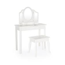 Guidecraft G85710 Kids Girls Classic White Vanity Table Mirror Stool Set New Guidecraft White Vanity Vanity Set With Mirror Vanity Set
