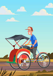 A light vehicle with three wheels and pedals (= parts that you push with your feet), used mainly…. Riding Trishaw 179553 Vector Art At Vecteezy