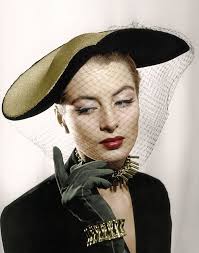 Model Capucine (real name Germaine Hélène Irène Lefebvre) wearing Voilette  hat, choker necklace and bracelet. Photograph by Georges Dambier, Arachnée  Magazine, ca. 1952 Source. Word Press
