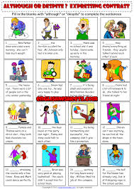 Available at 3 reading levels, in a variety of formats, and completely free. Despite Or Although Subordinating Conjunctions Worksheet