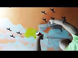 How To Quickly Make A Picture Of A Cloud On The Roof Lukisan Motif Awan Di Atap Plafon Senja Sore Youtube Di 2020 Painting Awan Lukisan