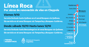 La línea roca de tren (alejandro korn) tiene 15 paradas desde constitución hasta alejandro korn. Por Obras No Funcionaran Por Dos Ramales Del Tren Roca