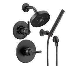 Delta Dss Trinsic 1401bl Matte Black Monitor 14 Series Single Function Pressure Balanced Shower System With Shower Head And Hand Shower Includes Rough In Valves Faucetdirect Com