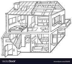 Dwelling House Black And White Cartoon Illustration Vector Download A Free Preview Or High Qualit Dream House Drawing House Drawing Design Your Dream House