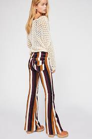 Black And White Striped Flare Pants Outfit Pull On Corduroy Printed Flares Striped Fashion Pants
