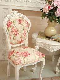 Cream With Pink Rose Linen Fabric Chair Shabby Chic Chairs Shabby Chic Decor Shabby Chic Interiors