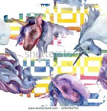 Stock Photo Cute Unicorn Horse Fairytale Children Dream Rainbow Animal Horn Character Watercolor Illustration Set W Cute Unicorn Unicorn Horse Fairy Tales