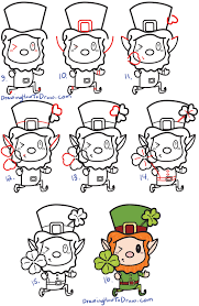 How To Draw A Cute Cartoon Leprechaun For Saint Patrick S Day Easy Step By Step Drawing Tutorial For Kids How To Draw Step By Step Drawing Tutorials Drawing Tutorials For