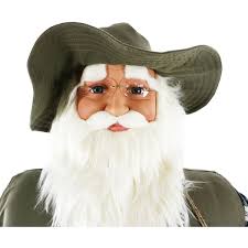 Fraser Hill Farm 58" Dancing Santa in Fishing Outfit with Net and Fish  Basket, Life-Size Christmas Holiday Home Decorations