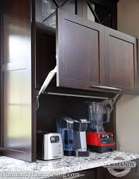 Pop Up Appliance Garage Shaker Door Dark Stained Kitchen Appliance Garage Kitchen Appliance Garage Kitchen Cabinets And Countertops