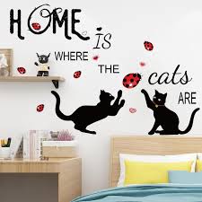 Hot diy wall art decal decoration fashion romantic flower wall sticker/ wall stickers home decor 3d wallpaper removable fashion wall decor. Buy Creative English Home Cat Wall Stickers Living Room Bedroom Children S Room Background Wall Decoration Stickers At Affordable Prices Free Shipping Real Reviews With Photos Joom
