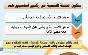 الجمله الاسميه تتكون من ركنين اساسيين هما موسوعة نت