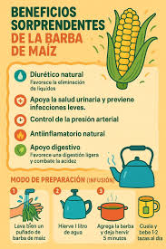 🌽✨ El té de barba de maíz (choclo) es uno de esos remedios caseros que muchas abuelas han usado durante generaciones. Puede parecer algo simple, pero la barba del maíz guarda propiedades