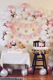 Aria S Pink And Gold First Birthday Party Project Nursery Gold Birthday Party Decorations Floral Birthday Party Pink Birthday Decorations