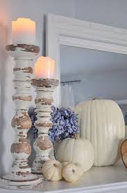 The Little Corner Fall Mantel Idea Those Candlesticks Are My Favorite Fall Mantel Decorations Pumpkin Fall Decor Fall Home Decor