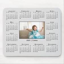 Modern 2021 Calendar Your Photo And Name On Gray Mouse Pad Zazzle Com In 2020 2021 Calendar Photo Template Mouse Pad