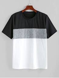 Zaful Color Spliced Short Sleeves T Shirt Day Sky Blue Goldenrod Multi A Pig Pink Minimal Shirt Design Tshirt Design Men Creative T Shirt Design