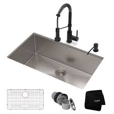 Lanerdi stainless steel classic matte black pull down kitchen sink faucet has a wide range of finish options, utilizing various technologies: 32 Undermount Kitchen Sink W Bolden Commercial Pull Down Faucet And Soap Dispenser In Matte Black