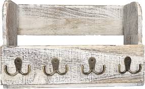 A wide variety of rustic key holder options are available to you, such as sustainable, storage, and adjustable (height). Buy Wooden Wall Mount Mail Holder Organizer Rustic Key Holder Organizer For Wall Magazine Holder With 4 Double Key Hooks Distressed White Rustic Wall Decor For Entryway Online In Turkey B07f6v895j