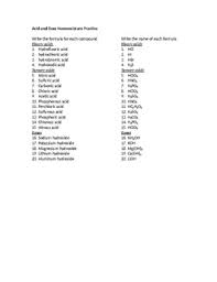 A carbonate is a charged cluster of carbon and oxygen atoms. Acid Nomenclature Worksheets Teaching Resources Tpt