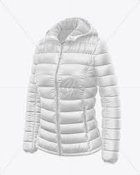 Download Matte Women S Down Jacket W Hood Mockup Front Half Side View In Apparel Mockups On Yellow Images Object Mockups