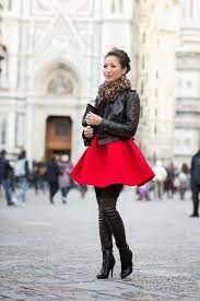 Red In Florence Ladies Winter Outfit Fashion Winter Outfits Women Red Skater Dress