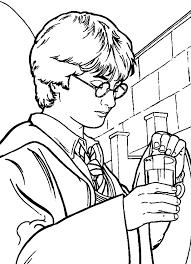 Páginas para colorir o harry potter : Coloring Harry Potter At School Picture