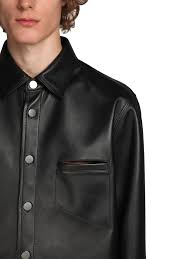 Bottega Veneta Leather Shirt Jacket Black Luisaviaroma