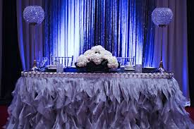 Silver And Blue Head Table Decor Www Tradesensation Com Sweetheart Table Decor Wedding Cake Table Decorations Main Table Wedding
