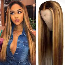 What you can do to make the color pop is scatter some highlights that are just a shade or two lighter than your roots. Amazon Com Ombre Honey Blonde Lace Human Hair Wigs Lace Frontal Wig Highlight Brown Front Closure Remy For Black Women Octsun 24in T Part Wigs Beauty Personal Care