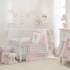 Amazon Com Lambs Ivy Baby Love Pink Gold Girl Heart 4 Piece Crib Bedding Set Baby