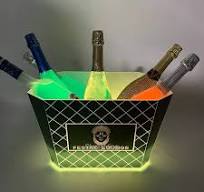 OEM 12L Custom LOGO Acrylic Rechargeable Ice Bucket Box Beer champagne  Colorful LED Bottle Presenter for Party Night Club