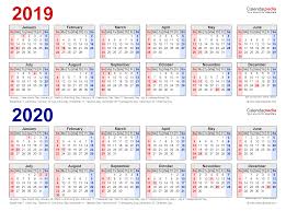 Edit and print your own calendars for 2020 using our collection of 2020 calendar templates for excel. 2019 2020 Two Year Calendar Free Printable Excel Templates