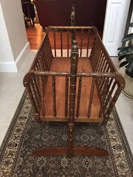 Vintage Jenny Lind Wood Wooden Hanging Swinging Cradle Baby Bed Crib Bassinet 1910839549