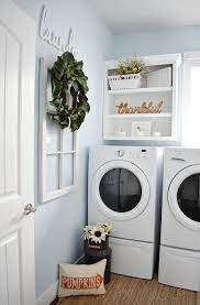 Laundry Room Wall Decor Thankful Sign Wreath And Plants Laundryrooms Laundryroommakeover Light Blue Rooms Laundry Room Paint Color Laundry Room Colors