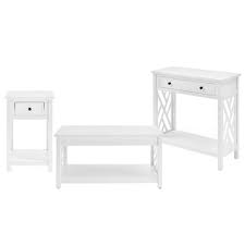 These not only work perfectly in smaller rooms, but they also give you the perfect spot for table lamps, decorative pieces or even a remote control. Alaterre Furniture Coventry 36 In White Coffee Table And 2 End Tables With Drawer Set Of 3 Anct01114wh The Home Depot