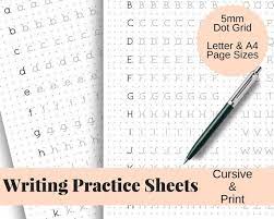 This resource is a perfect way for your students to master their cursive writing skills. Handwriting Practice Sheets Cursive And Print 5mm Dot Grid Etsy Handwriting Practice Sheets Print Handwriting Cursive Practice Sheets