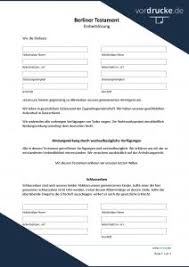 Ein rechtssicheres testament muss, abhängig von der jeweiligen situation individuell vom anwalt. Vordruck Berliner Testament