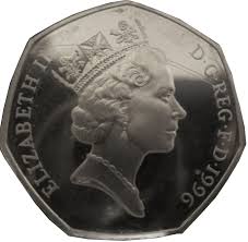 A design representing the allied invasion force heading for normandy andfilling the sea and sky, together with the value 50 pence. 50 Pence Elizabeth Ii 3rd Portrait Large Type Silver Proof United Kingdom Numista
