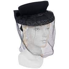 1930 S Black Wool Perch Hat With Raffia Trimmed Brim And Full Veil In 2021 Black Wool Hat Designs Brown Hats