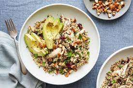 Quinoa Salad With Chicken Almonds And Avocado Recipe Recipe Curry Chicken Recipes Salad Recipes Avocado Recipes