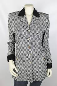 Black And White Checkered Jacket St John Collection Black White Checkered Plaid Gold Buttoned Jacket Size 8 Stjohncollection Blazer Formal Jacket Buttons Jackets Blazer
