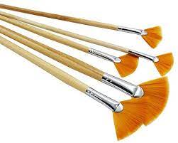 Amazon Com Zhouxinxing 5pcs Set Fan Shaped Nylon Hair Short Wood Rod Brush Painting Drawing Supplies