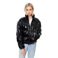 Piper Jane Faux Patent Leather Puffer Jacket Leather Puffer Jacket Puffer Jackets Puffer