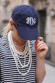 Navy Monogrammed Baseball Hat Preppy Style Monogram Baseball Hat Baseball Monogram