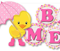 Amazon Com Personalized Pink Rubber Duck Baby Shower Or Birthday Party Banner For Girl Optional Decorations Cake Topper Centerpiece Sign Favor Tags Or Stickers Thank You Card Handmade In Usa